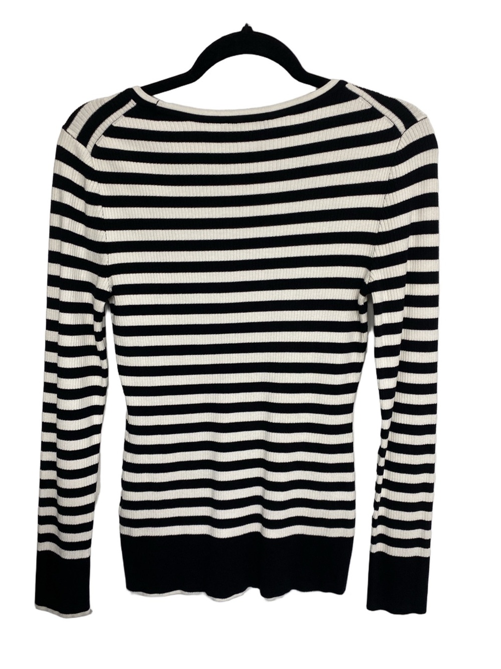 Karl Lagerfeld Paris Striped Ribbed Knit Sweater - Picture 3 of 5